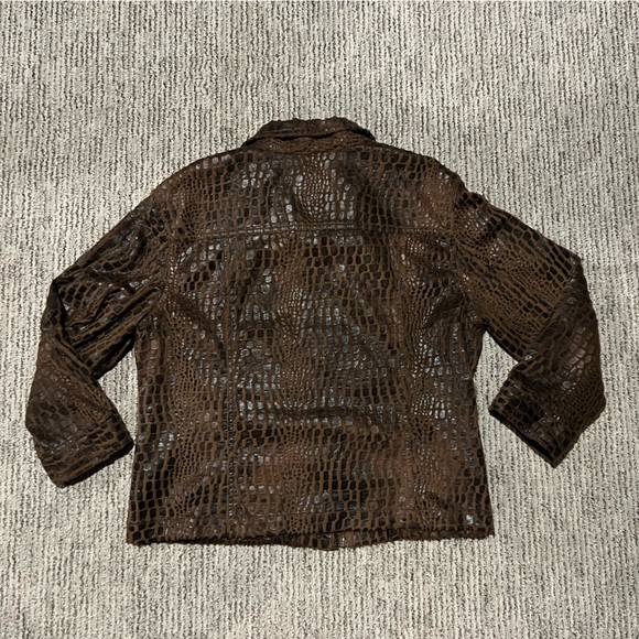 Ruby Rd. Dark Brown Croc-Embossed Leather Jacket - Picture 3 of 3